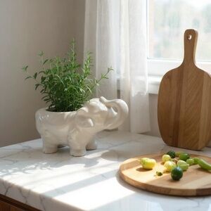 5 for $25!! MCM 60s Italian White Ceramic Elephant Planter